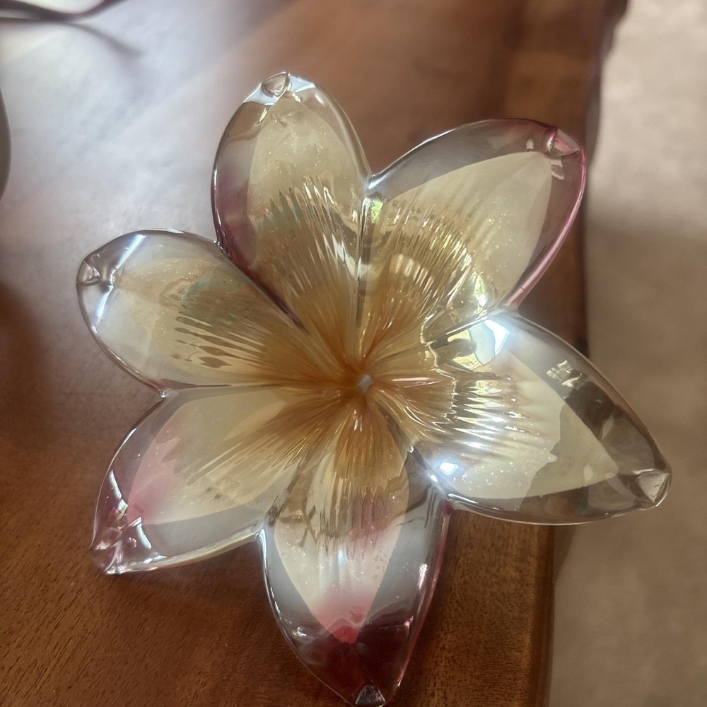 New Genuine Murano Glass Pink Art 6 Petal Art Sculpture Gorgeous